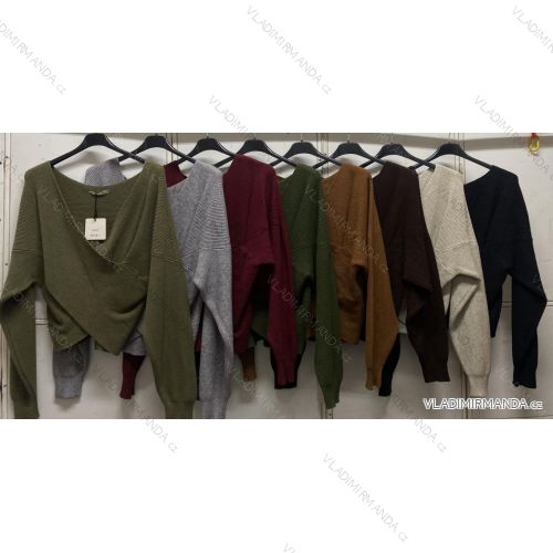 Damen-Langarm-Wickelpullover (L/XL, Einheitsgröße) ITALIENISCHE MODE IMC260265