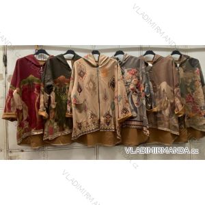 Damen-Sweatshirt mit langen Ärmeln und Reißverschluss, Oversize (48/50/52/54, Einheitsgröße), italienische Mode, IMC260266