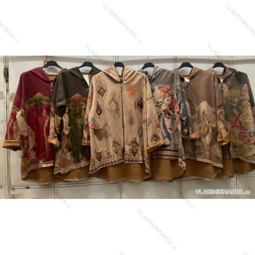 Damen-Sweatshirt mit langen Ärmeln und Reißverschluss, Oversize (48/50/52/54, Einheitsgröße), italienische Mode, IMC260266