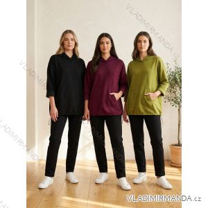 Oversize-Hoodie für Damen mit langen Ärmeln (50/52/54, Einheitsgröße), italienische Mode, IM4260313