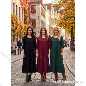Baumwollkleid mit 3/4-Ärmeln, Damen-Oversize (44/46/48, Einheitsgröße), italienische Mode, IM4260301