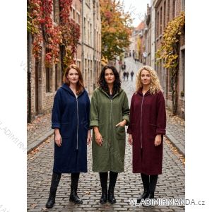 Damen-Langjacke, lange Ärmel, mit Reißverschluss, Oversize (48/50/52, Einheitsgröße) ITALIENISCHE MODE IM4260302