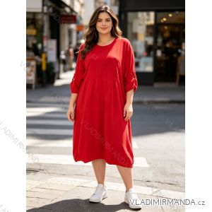 Damen-Baumwollkleid mit langen Ärmeln, Oversize (46/48/50, Einheitsgröße), italienische Mode, IM4260307