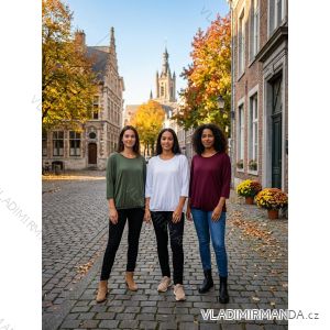 Damen-Langarm-T-Shirt aus Viskose, Oversize (46/48/50, Einheitsgröße), italienische Mode, IM426308