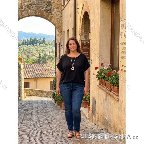 Elegante Hose mit Gürtel für Damen (S/M/L ONE SIZE) ITALIAN FASHION IM425157/DUR 54/56/58 schwarz