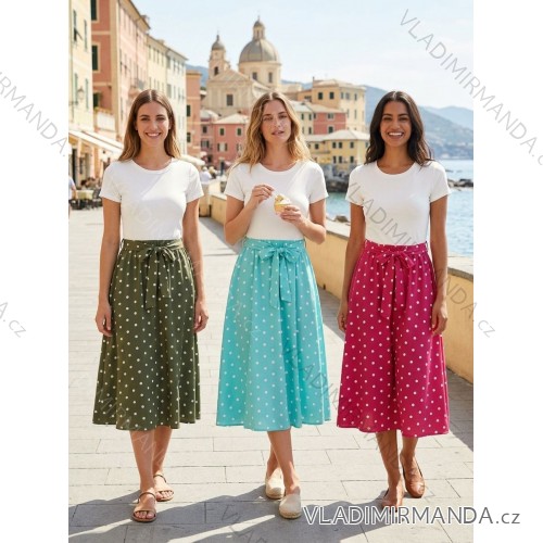 Šaty dlouhé letní puntíky krátký rukáv dámské (S/M/L ONE SIZE) ITALSKÁ MÓDA IMC26155/DUR S / M / L olivgrün