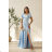 Damen (34-38) POLISH FASHION PMLWD24AMELIA Trägerloses langes Partykleid mit Pailletten blau 