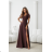 Damen (34-38) POLISH FASHION PMLWD24AMELIA Trägerloses langes Partykleid mit Pailletten brown Schokolade 