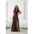 Damen (34-38) POLISH FASHION PMLWD24AMELIA Trägerloses langes Partykleid mit Pailletten brown Schokolade 