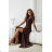 Damen (34-38) POLISH FASHION PMLWD24AMELIA Trägerloses langes Partykleid mit Pailletten brown Schokolade 
