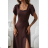 Damen (34-38) POLISH FASHION PMLWD24AMELIA Trägerloses langes Partykleid mit Pailletten brown Schokolade 