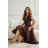 Damen (34-38) POLISH FASHION PMLWD24AMELIA Trägerloses langes Partykleid mit Pailletten brown Schokolade 48