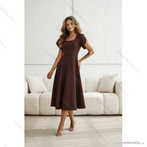 Damen (34-38) POLISH FASHION PMLWD24AMELIA Trägerloses langes Partykleid mit Pailletten brown Schokolade 48