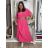 Sommerhemdkleid mit Gürtel, kurze Ärmel, Damen (42/44/46 EINHEITSGRÖSSE) ITALIAN FASHION IM425036 L / XL dunkelrosa