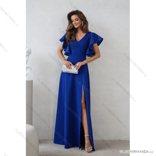 Damen (34-38) POLISH FASHION PMLWD24AMELIA Trägerloses langes Partykleid mit Pailletten Königsblau 34