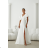 Damen (34-38) POLISH FASHION PMLWD24AMELIA Trägerloses langes Partykleid mit Pailletten weiß 42
