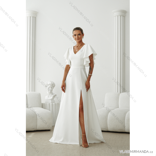 Damen (34-38) POLISH FASHION PMLWD24AMELIA Trägerloses langes Partykleid mit Pailletten weiß 42