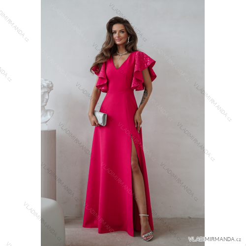 Damen (34-38) POLISH FASHION PMLWD24AMELIA Trägerloses langes Partykleid mit Pailletten růžová fuchsiová 38