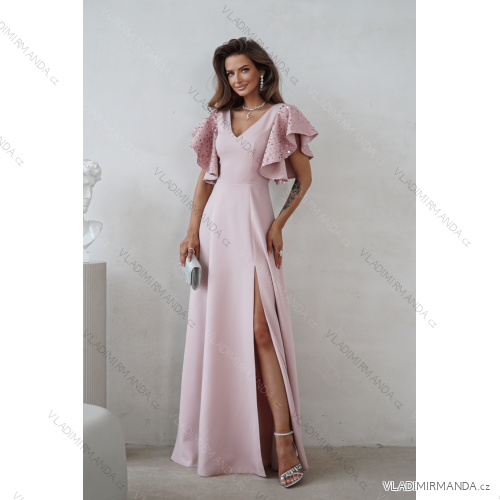 Damen (34-38) POLISH FASHION PMLWD24AMELIA Trägerloses langes Partykleid mit Pailletten Rose alte Rose 42