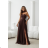 Damen (34-38) POLISH FASHION PMLWD24AMELIA Trägerloses langes Partykleid mit Pailletten brown Schokolade 34