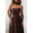 Damen (34-38) POLISH FASHION PMLWD24AMELIA Trägerloses langes Partykleid mit Pailletten brown Schokolade 34