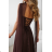 Damen (34-38) POLISH FASHION PMLWD24AMELIA Trägerloses langes Partykleid mit Pailletten brown Schokolade 34