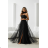Damen (34-38) POLISH FASHION PMLWD24AMELIA Trägerloses langes Partykleid mit Pailletten schwarz 34