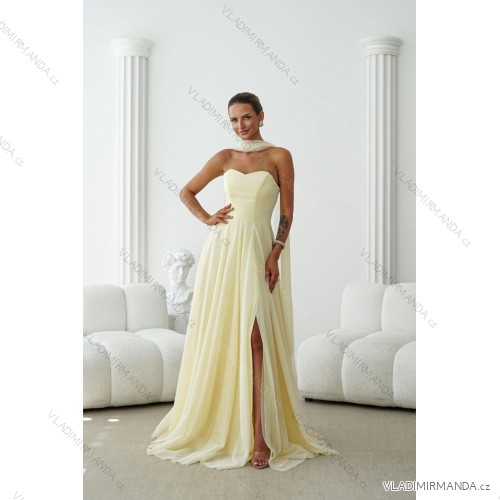 Damen (34-38) POLISH FASHION PMLWD24AMELIA Trägerloses langes Partykleid mit Pailletten žlutá 40