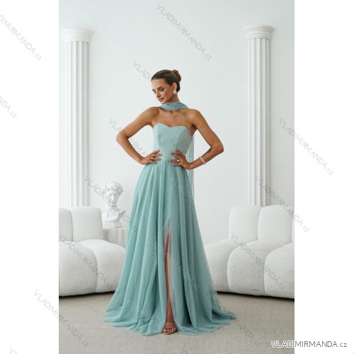 Damen (34-38) POLISH FASHION PMLWD24AMELIA Trägerloses langes Partykleid mit Pailletten olivgrün 34