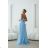Damen (34-38) POLISH FASHION PMLWD24AMELIA Trägerloses langes Partykleid mit Pailletten blau 40
