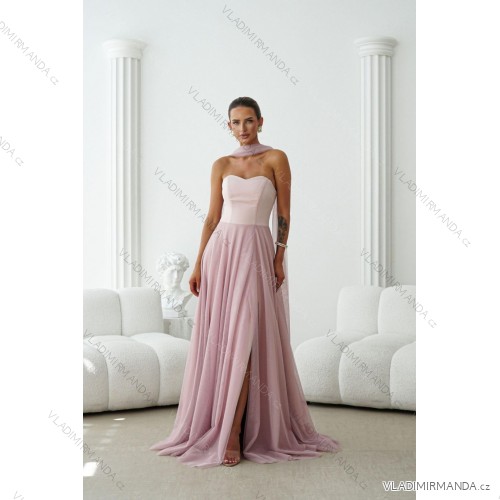 Damen (34-38) POLISH FASHION PMLWD24AMELIA Trägerloses langes Partykleid mit Pailletten Rose alte Rose 34