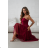 Damen (34-38) POLISH FASHION PMLWD24AMELIA Trägerloses langes Partykleid mit Pailletten vínová bordo 34