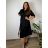 Šaty košilové oversize krátký rukáv dámské (M/L//XL ONE SIZE) ITALSKÁ MÓDA IM422525 46/48/50 schwarz