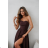 Damen (34-38) POLISH FASHION PMLWD24AMELIA Trägerloses langes Partykleid mit Pailletten brown Schokolade 34