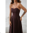 Damen (34-38) POLISH FASHION PMLWD24AMELIA Trägerloses langes Partykleid mit Pailletten brown Schokolade 34