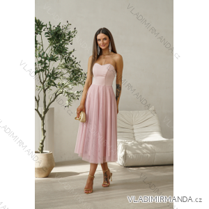 Damen (34-38) POLISH FASHION PMLWD24AMELIA Trägerloses langes Partykleid mit Pailletten