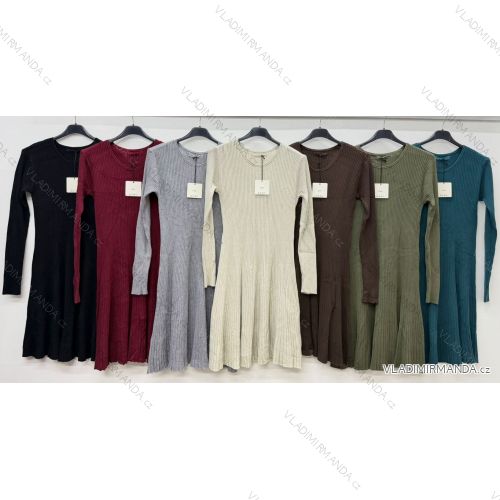 Damen-Strickkleid mit langen Ärmeln, Oversize (42/44/46, Einheitsgröße), italienische Mode, IM4260339