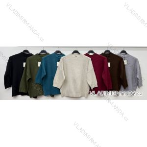 Damenstrickpullover mit Stehkragen, 3/4-Ärmeln, Oversize (S/M/L, Einheitsgröße), Italienische Mode, IM4260341