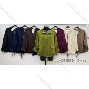 Damen-Kapuzenpullover mit langen Ärmeln und Reißverschluss, Oversize (52/54/56, Einheitsgröße), italienische Mode, IM4260319