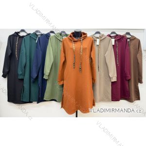 Langer Kapuzenpullover, cremefarben, Damen, Oversize (44/46/48, Einheitsgröße), italienische Mode, IM4260321