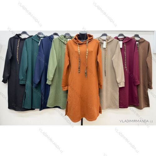 Langer Kapuzenpullover, cremefarben, Damen, Oversize (44/46/48, Einheitsgröße), italienische Mode, IM4260321
