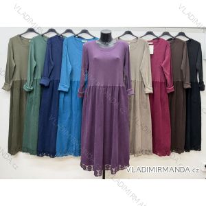 Damenkleid aus Cord-Baumwolle mit langen Ärmeln, Oversize (46/48/50, Einheitsgröße), italienische Mode, IM4260322