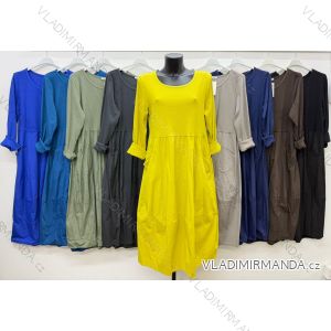 Lässiges Damenkleid mit langen Ärmeln, Oversize (52/54/56, Einheitsgröße), italienische Mode, IM4260326