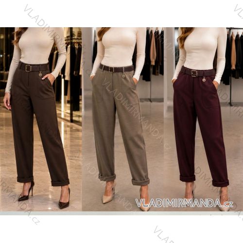 Lange, butterweiche Damenhose mit Gürtel (38/40/42, Einheitsgröße) ITALIENISCHE MODE IM4260328