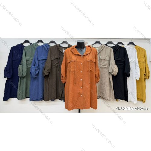Klassisches 3/4-Langarmhemd für Damen, Oversize (54/56/58, Einheitsgröße), italienische Mode, IM4260329