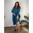 Damenkleid aus Cord-Baumwolle mit langen Ärmeln, Oversize (46/48/50, Einheitsgröße), italienische Mode, IM4260322  Wein