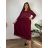 Damenkleid aus Cord-Baumwolle mit langen Ärmeln, Oversize (46/48/50, Einheitsgröße), italienische Mode, IM4260322  Wein