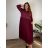 Damenkleid aus Cord-Baumwolle mit langen Ärmeln, Oversize (46/48/50, Einheitsgröße), italienische Mode, IM4260322  Wein