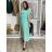 Langes lässiges Kurzarm-Damenkleid, übergroß (42/44/46 Einheitsgröße) ITALIENISCHE MODE IMD2525370 S / M / L leichte Minze