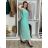 Langes lässiges Kurzarm-Damenkleid, übergroß (42/44/46 Einheitsgröße) ITALIENISCHE MODE IMD2525370 S / M / L leichte Minze